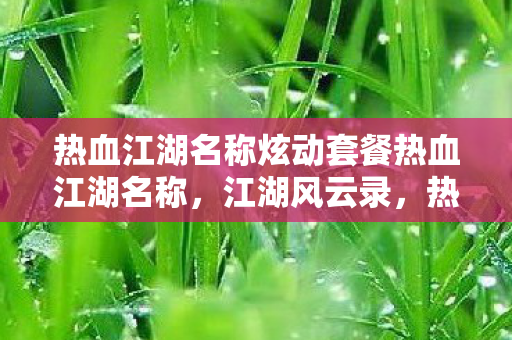 热血江湖名称炫动套餐热血江湖名称,江湖风云录,热血江湖名称炫动套餐,江湖风云录中的霸气名字 热血江湖名称炫动套餐热血江湖名称,江湖风云录,热血江湖名称炫动套餐,江湖风云录中的霸气名字