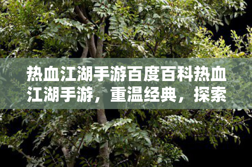 热血江湖手游百度百科热血江湖手游,重温经典,探索江湖新篇章,热血江湖手游,重温经典,探索江湖新篇章 热血江湖手游百度百科热血江湖手游,重温经典,探索江湖新篇章,热血江湖手游,重温经典,探索江湖新篇章
