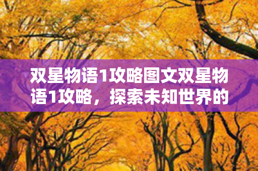 双星物语1攻略图文双星物语1攻略图片