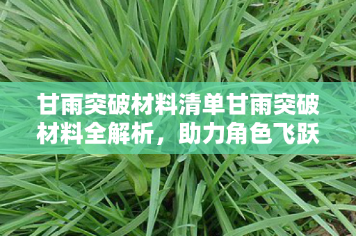 甘雨突破材料清单甘雨突破材料全解析图片