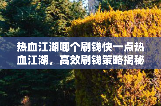 热血江湖哪个刷钱快一点热血江湖，高效刷钱策略揭秘，揭秘热血江湖高效刷钱策略，助你快速致富！