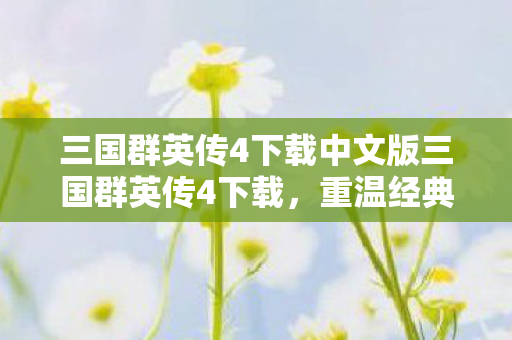三国群英传4下载中文版三国群英传4下载图片