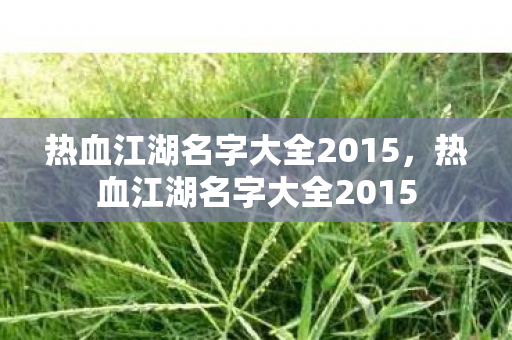 热血江湖名字大全2015图片