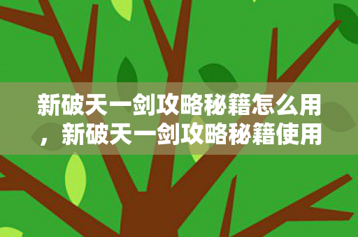 新破天一剑攻略秘籍怎么用,新破天一剑攻略秘籍使用指南 新破天一剑攻略秘籍怎么用,新破天一剑攻略秘籍使用指南
