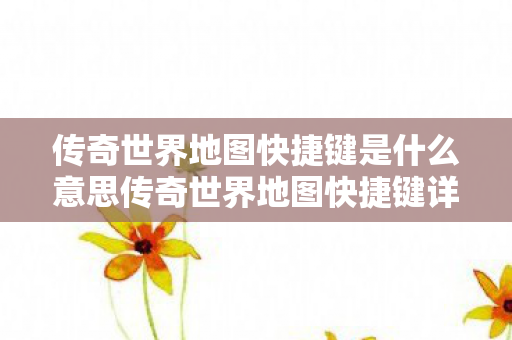 传奇世界地图快捷键是什么意思传奇世界地图快捷键详解图片