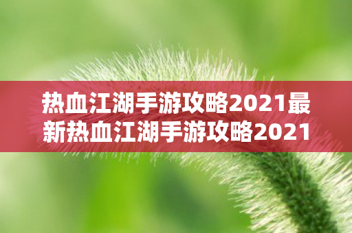 热血江湖手游攻略2021最新热血江湖手游攻略2021图片