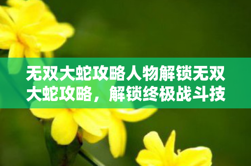 无双大蛇攻略人物解锁无双大蛇攻略图片