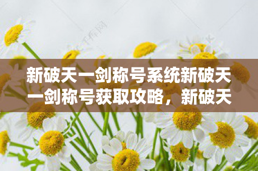 新破天一剑称号系统新破天一剑称号获取攻略，新破天一剑，称号获取攻略
