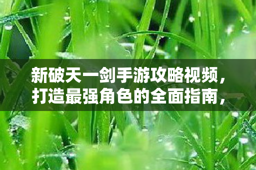 新破天一剑手游攻略视频图片