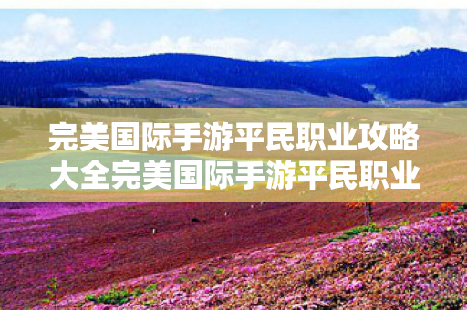 完美国际手游平民职业攻略大全完美国际手游平民职业攻略图片