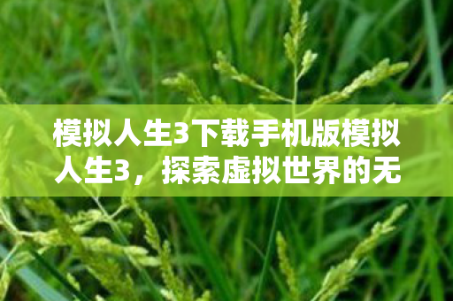 模拟人生3下载手机版模拟人生3,探索虚拟世界的无限可能,探索虚拟世界,下载手机版模拟人生3 模拟人生3下载手机版模拟人生3,探索虚拟世界的无限可能,探索虚拟世界,下载手机版模拟人生3