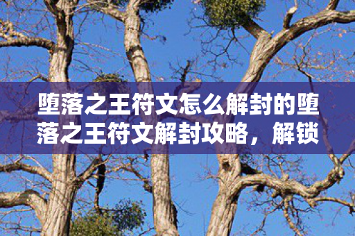 堕落之王符文怎么解封的堕落之王符文解封攻略图片