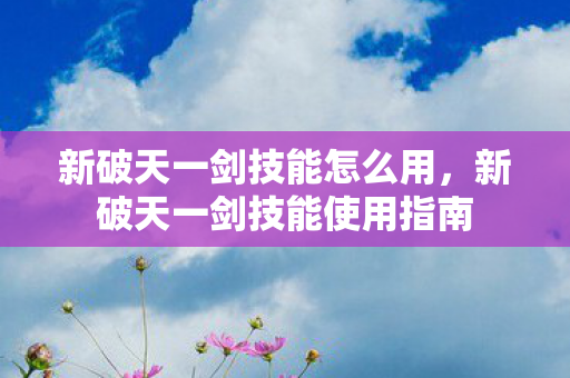 新破天一剑技能使用指南图片