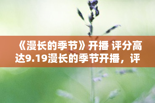 漫长的季节开播评分高达9图片