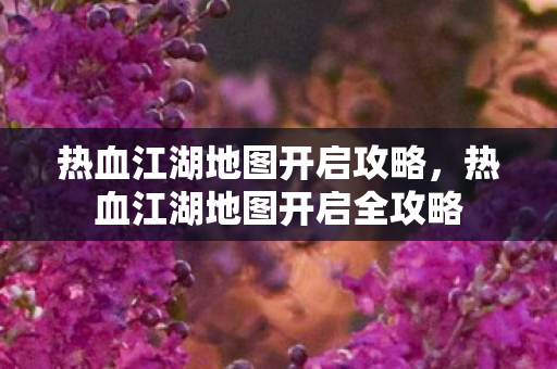 热血江湖地图开启全攻略图片