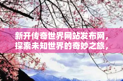 新开传奇世界网站发布网图片