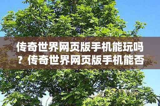 传奇世界网页版手机能否畅玩图片