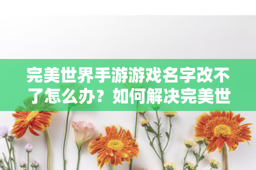 如何解决完美世界手游游戏名字改不了的问题图片