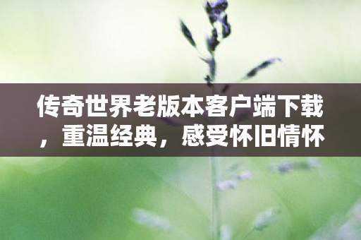 传奇世界老版本客户端下载图片