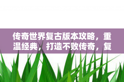 传奇世界复古版本攻略图片