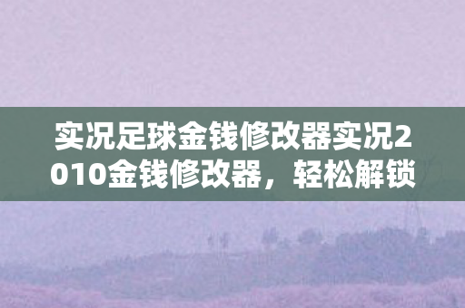 实况足球金钱修改器实况2010金钱修改器图片